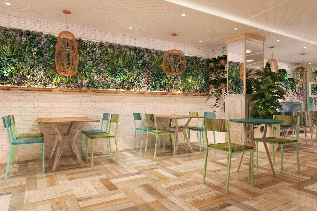 Interior design of Cafe Bar in Barcelona in Spain